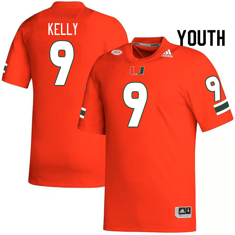 Youth #9 Nyjalik Kelly Miami Hurricanes College Football Jerseys Stitched-Orange